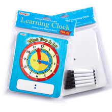 Load image into Gallery viewer, Time Learning Clock for Kids: Pack of 5 Clocks (7 x 8 Inches) + 5 Erasable Markers – Teach Children to Tell Time