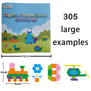 Kids Magnetic Pattern Blocks Set: 216 PCS Geometric Shape Puzzles Tangram - STEM