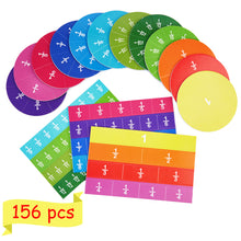 Load image into Gallery viewer, Magnetic Tiles &amp; Circles Fraction Set, 156pcs, 12 Color Coded, Counting &amp; Math Toys