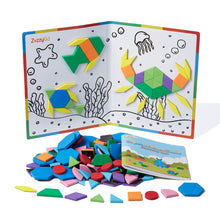 Load image into Gallery viewer, Kids Magnetic Pattern Blocks Set: 216 PCS Geometric Shape Puzzles Tangram - STEM