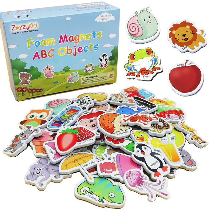 02 Magnetic Foam Objects for Kids: 52 ABC Alphabet Toy Magnets for Early Education