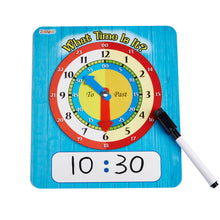 Load image into Gallery viewer, Time Learning Clock for Kids: Pack of 5 Clocks (7 x 8 Inches) + 5 Erasable Markers – Teach Children to Tell Time