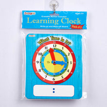 Load image into Gallery viewer, Time Learning Clock for Kids: Pack of 5 Clocks (7 x 8 Inches) + 5 Erasable Markers – Teach Children to Tell Time