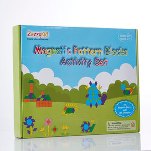 Kids Magnetic Pattern Blocks Set: 216 PCS Geometric Shape Puzzles Tangram - STEM